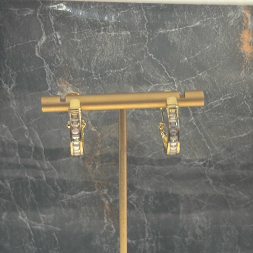 Hoop Earrings With Zircon Baguettes